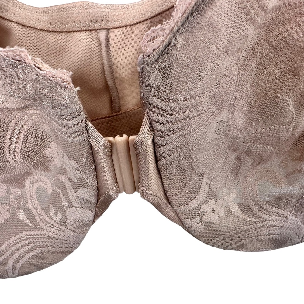 Glamorise Womens Wonderwire Front-Close Lace Bra Sz 40C Beige - Picture 5 of 7